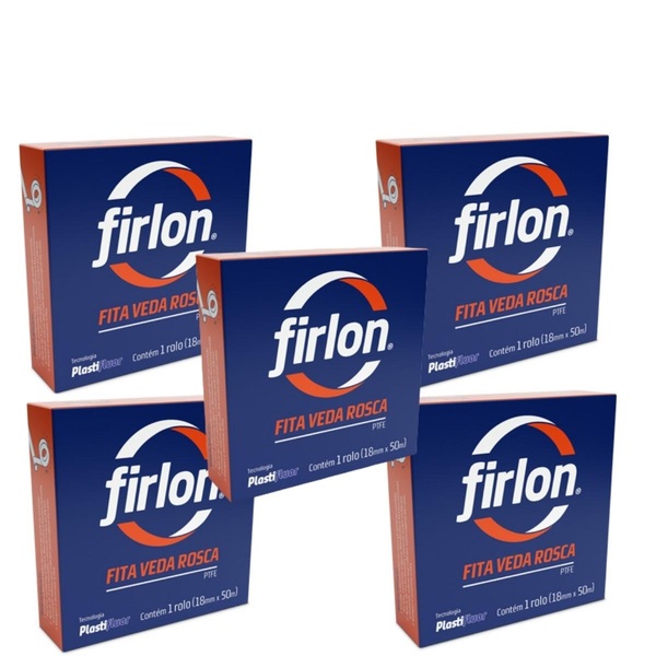 Fita Veda Rosca Teflon 18mm X 50m | Firlon | Kit 05 Un